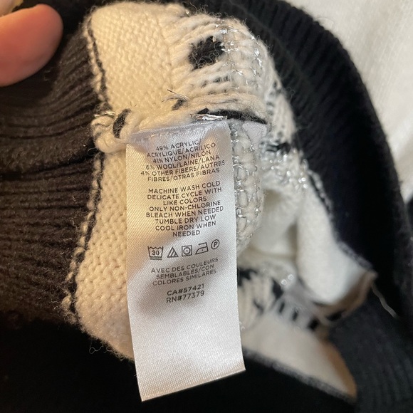 NWOT Ann Taylor Fair Isle Cardigan Wool Sweater Large Black $109 Size Winter - Picture 7 of 8